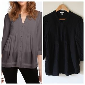 Joie Black Silk Button Blouse Large